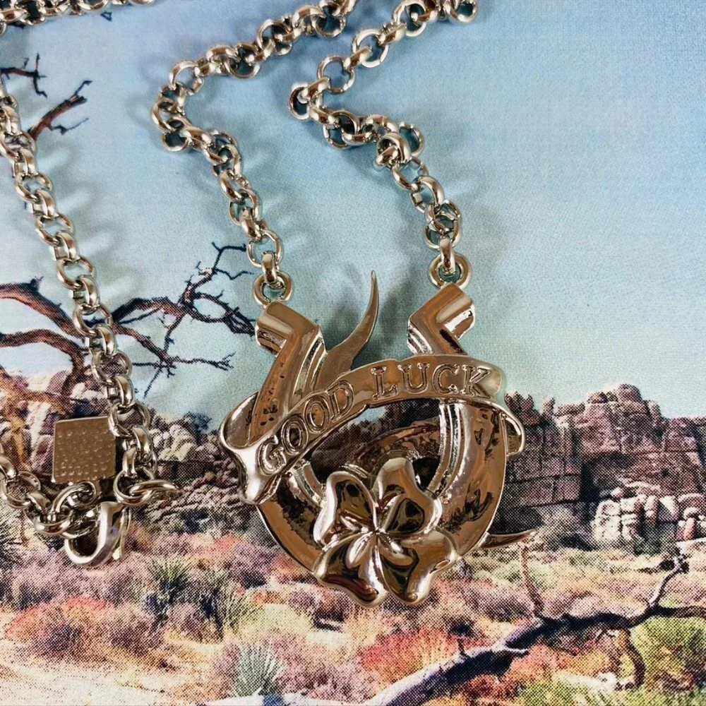 Lucky Horseshoe Tattoo Flash Rockabilly Necklace
